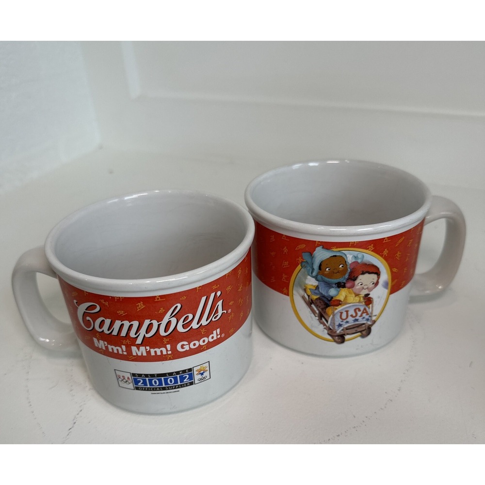 Campbell's 2002 Winter Olympics‎ Soup Mug Set Of 2  VINTAGE COLLECTION 2nd & 3rd